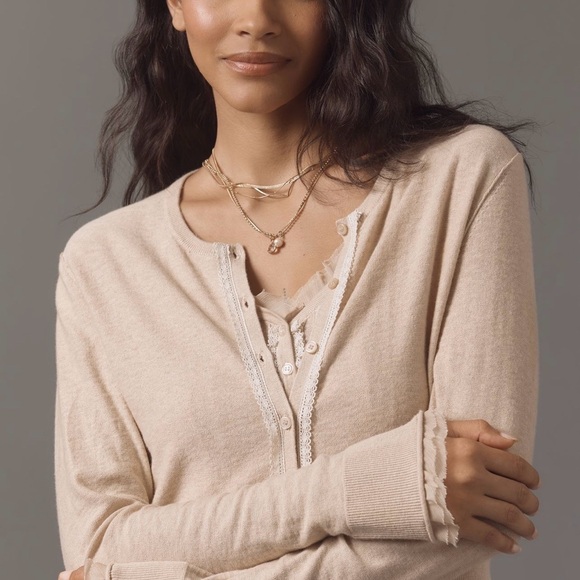 Anthropologie Lace Trim Cardigan - Picture 3 of 8